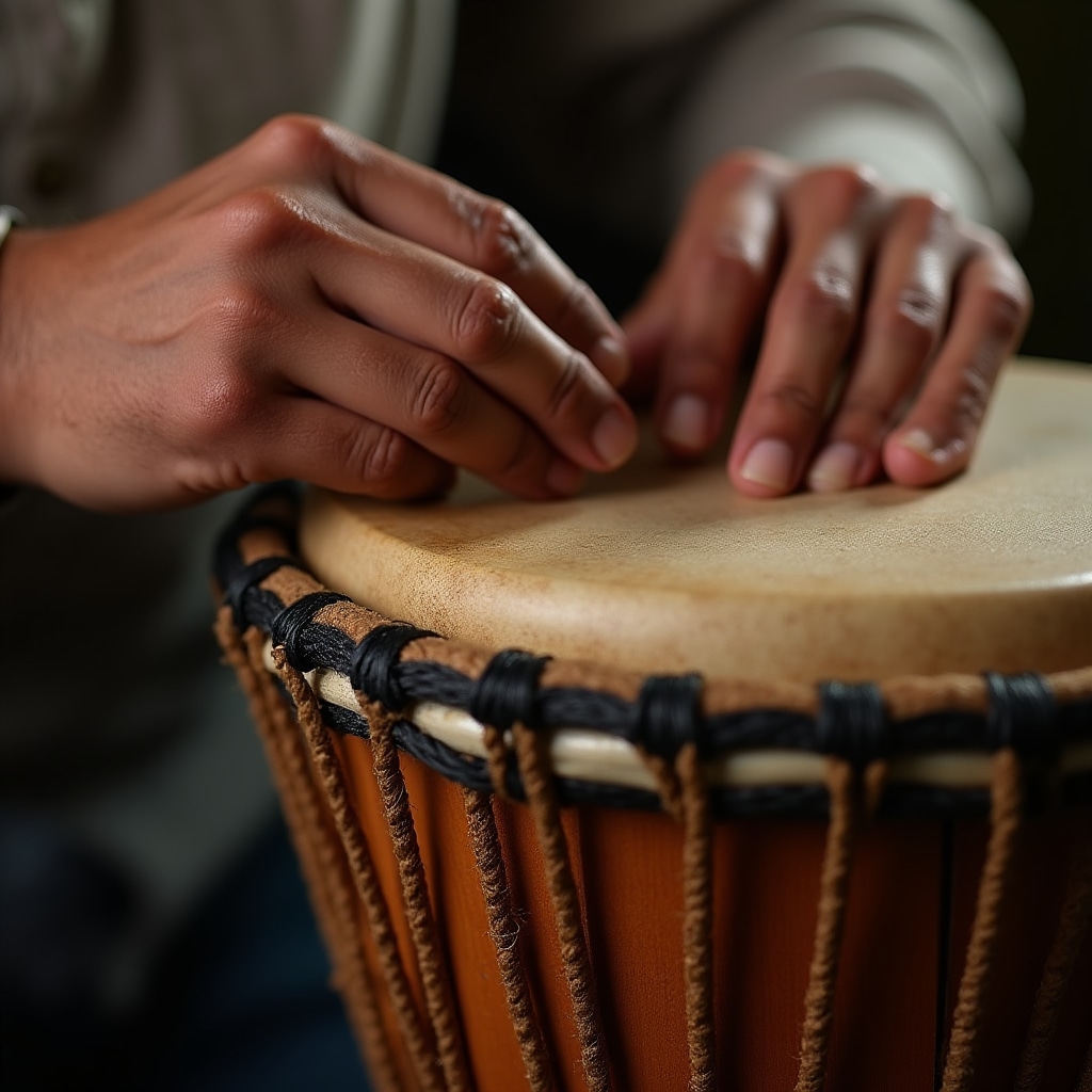 Proceso de afinación de tambor artesanal en taller intensivo