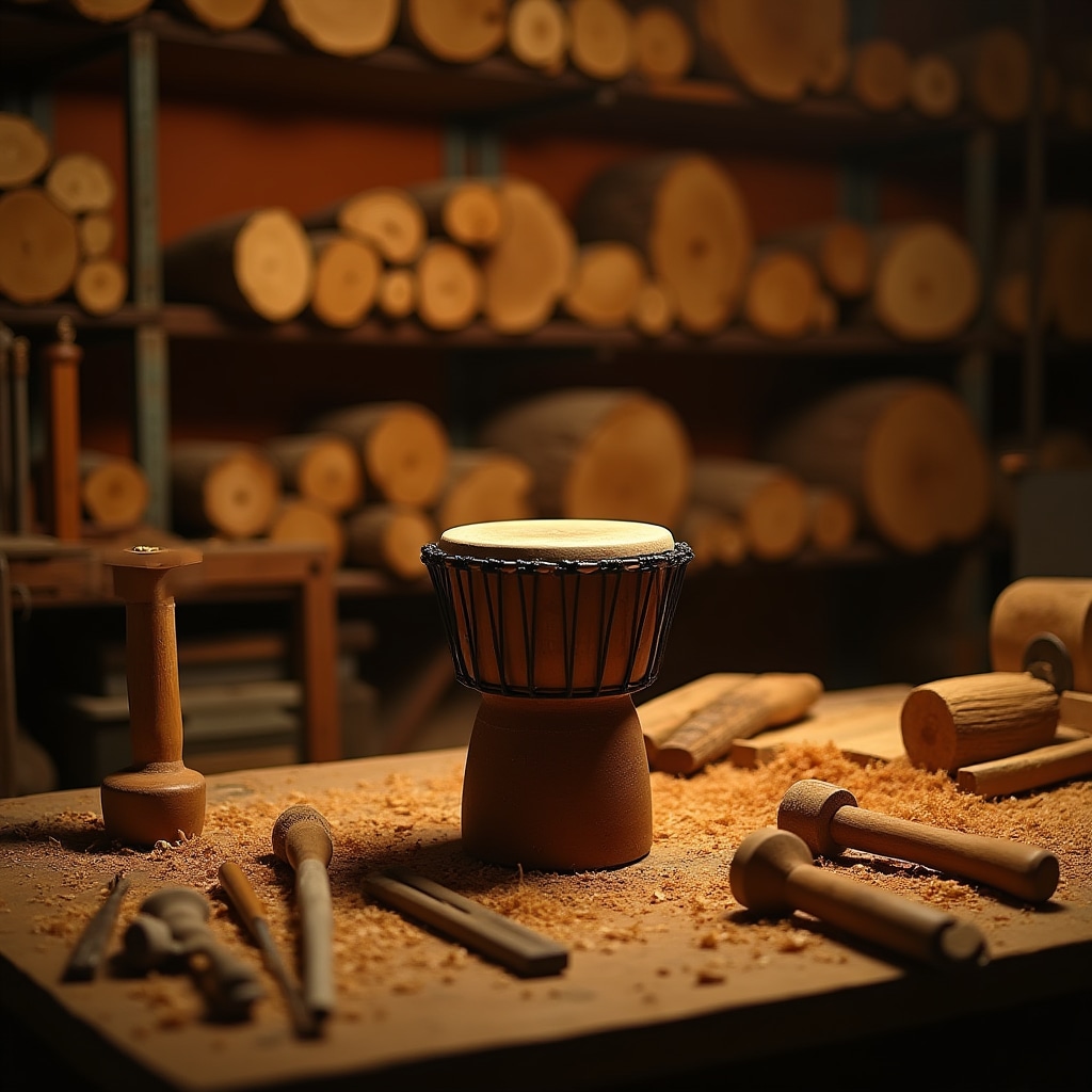 Taller de construcción de djembes con maderas locales en Barcelona